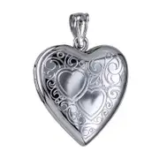 Engraved Silver Heart Shaped Locket