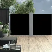 Patio Side Awning, Balcony Privacy Screen Garden Terrace Side Blind Outdoor Privacy Divider Retractable Side Awning Black 120x600 cm