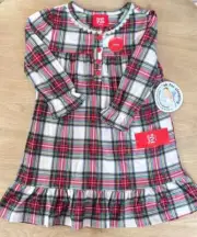 Macy's Family PJ Stewart Plaid Long Sleeve Sleep Dress Girl Size 2T/3T