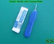 Scalpel Handle # 3 Blue Color With 10 Surgical Blade # 11 Dental Instruments
