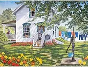 Bits and Pieces - 300 Piece Jigsaw Puzzle for Adults - 18" x 24" - Summer Kitchen - 300 pc Large Piece Countryside Home Jigsaw by John Sloane