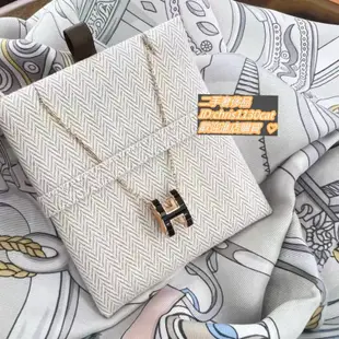 艾拉二手 Hermès 愛馬仕 Pop H項鏈 琺瑯吊墜 項鍊 奶茶色玫瑰金 黑色玫瑰金 白色玫瑰金 免運