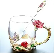 Beer Mug 320 / 350ML Beautiful Enamel Cup Glass Household Set Flower Tea Crystal Coffee Cup Beer Mug Couple Wedding Gift Beer Mugs (Size : R2)