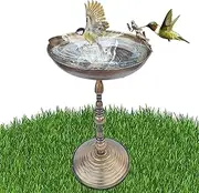 Outdoor Bird Bath, Garden Standing Bird Bath Waterer, Iron Art Water Bowl with Feeding Tray, Statue Decoration for Patio, Yard, Balcony, Courtyard