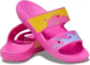 Crocs Unisex Classic Tie Dye Two-Strap Sandals Slide Juice/Multi US M 2 W 4