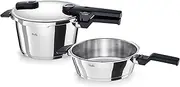 [Fissler] Vitaquick Premium Set, 3 Pieces, 1 Saucepan 4.5 L, 1 Pressure Frying Pan 2.5 L, Diameter 22 cm, Induction Compatible