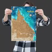 A3 Scratch Map of Queensland - Travel Edition