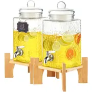 Beverage Dispenser, 1.5 Gallon Drink Dispensers for Parties, Glass Juice Dispenser with Stand, Stainless Steel Spigot, Iced Tea Lemonade Juice Water Dispenser, for Restaurants, Hotels,