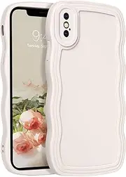 YINLAI for iPhone X XS Case Cute Curly Wave Frame Shape Soft TPU Silicone Cover for Women Men Camera Protection Shockproof Phone Case for iPhone X XS 5.8" White