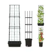 2 Pack Garden Planters with Trellis Cucumber Trellis Tomato Cage-Black - Color: