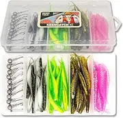 Keencatch Soft Plastic Swimbait with Jighead, Paddle Tail e for Flathead Trevally Estuary Perch Bass Trout Snapper, Fluke Bait Minnow 40PCS 7cm/2.76'', Jerk Shad for Saltwater/Freshwater