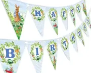 Peter Happy Birthday Banner Pennant - Rabbit Birthday Decorations - Peter