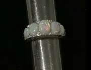 Antique Victorian style Celtic Fire Opal 5 stone Ring Sterling Silver 8 P 1/2