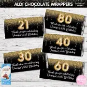 DIGITAL GOLD Glitter Sparkle Aldi Chocolate WRAPPER Adult Kids Birthday Party
