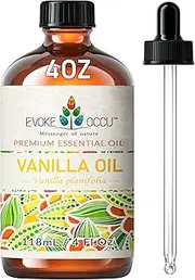 EVOKE OCCU Vanilla Essential Oil, 100% Pure and Undiluted, Strong Fragrance for Body, Skin Care, Diffuser, Perfume, Lotion, Soap, Candle Making, Long Lasting Scent- 118ml