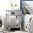 4-Leg Mirrored End Table Sofa Bedside Coffee Table w/ Drawer Home Furniture Dec.