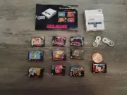 NINTENDO SNES DOLLHOUSE DIORAMA MINIATURE CONSOLE WITH CONTROLLERS AND 10 GAMES