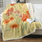 Floral Art Painting Tulips and Daisies Flowers Throw Blanket