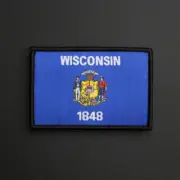 Wisconsin State Flag Patch US USA Woven/Embroidered - Hook & Loop