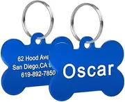 Personalized Dog Cat Name Tag Bone Shaped Pet ID Tag Anti-Lost Pet Tag Pendant Custom Engraved Pet Collar Pendant Pet Collar Accessories,Blue,M
