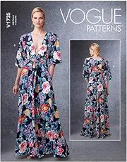 Vogue V1735ZZ Misses' Sewing Pattern Deep-V Kimono-Style Dresses with Self-Tie, One Size