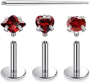[Tkzndnm] F136 Titanium 20/18/16G Internally Threaded Flat Back Nose Rings Stud Earrings Lip Labret Medusa Monroe Multicolor Gem Piercing Jewelry with Taper for Women Men