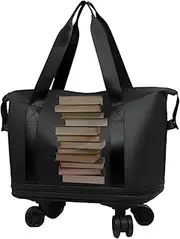 [Generic] Travel Bag with Wheels, Large Capacity Rolling Luggage, 39.62cm, Lightweight Scratch-Resistant, 360 Swivel Wheels, Adjustable 28L to 58L, for Wet-Dry Separation, Laptop