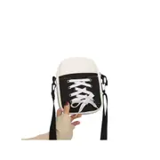 Fashion Patchwork Canvas Shoulder Bag-Black