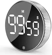 Kitchen Timer Round Rotary Digital Timer Large LED Magnetic Digital Countdown Countup Timer Large Display Digital Timer Adjustable Visual Timer 3 Level Volume for Cooking Learning