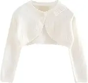 [Generic] Girl Undershirt Spring/Summer Solid Color Long Sleeved Lace Single Button Bow Cardigan Party Birthday School Shirts Teens Girls