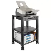 Kantek PS540 17" x 13-1/4" x 24-1/4" 3 Shelf Mobile Printer Stand - Black New