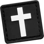 [LEGEEON] Mini 1x1 Christian Cat Eye PVC Patch Black and White Glow in The Dark Tactical Morale Patch Compatible with Velcro for Backpacks Hats and MOLLE Accessories