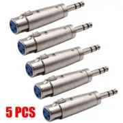5 PCS XLR 3-Pin Female to 6.35mm 1/4" Stereo Male Mic Microphone Audio Adapter
