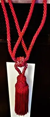 ONE Large Curtain Tie Backs Elegant BORDEAUX-RED Tassel With Ball