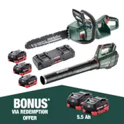 Metabo 18V Chainsaw & Blower 3 x 5.5Ah Kit