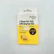 h20 Wireless 2 Lines For $50 SIM Starter Kit 3-in-1 Unlimited Data Talk Text