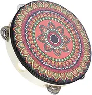 Totority Handheld Tambourine Wooden Percussion Instrument Compact Drum for Adults for Dance Performance Music Playing Durable with Sound