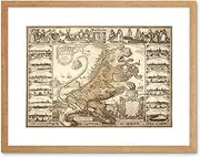 Map Antique Lion Netherlands Leo Visscher Framed Wall Art Print