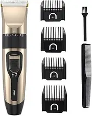 Electric Hair Trimmer Wirel Hair Clipper R-Shaped Acute Angle Smooth Safe Trimmer with Positioning Comb Low Noise Comb Comfy Clean Hair Cutter for Adults Black Gold One Size