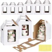 6pcs Cake Boxes, 2 Sizes 10x10x12 & 12x12x14 Tall Cake Boxes, Large Tiered Ca...