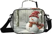 Christmas Snowman Snow Insulated Lunch Box for Women Men - Ideal for Work, Picnics - Includes Adjustable Shoulder Strap