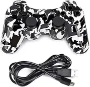 Linkshare wireless controller for ps3, double vibration bluetooth gamepad remote for playstation 3 with Charging Cord (camo black)