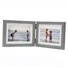 Double Horizontal Picture Frames Hinged Folding Photo Frames in 7*5&7*5 Gray