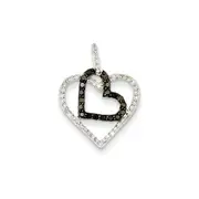 14k White Gold WG Wht. & Blk. Dia Pendant