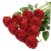 Fake Roses 10pcs Artificial Roses Artificial Flowers with Long Stems for Red