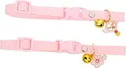 Totority 2Pcs Cat Collar Kitten Collar with Bell Adorable Floral Design Lightweight and Breathable Accessory for Girl Cats for Daily Wear and Photo Shoots