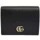 【GUCCI 古馳】456126 經典金屬雙G LOGO荔枝紋牛皮暗釦萬用信用卡/短夾(黑色)