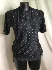AUTOGRAPH BLACK "WHITE DOT" SHORT SLEEVE ZIPPER RASHIE VEST--SIZE 16 PLUS SIZE!!