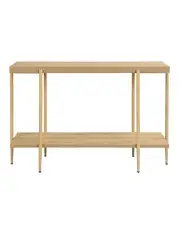 [IHOMDEC] MDF Console Sofa Table With Metal Legs in Oak