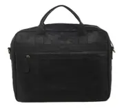 Pierre Cardin Rustic Leather Computer Work Messenger Bag Travel Business - Black